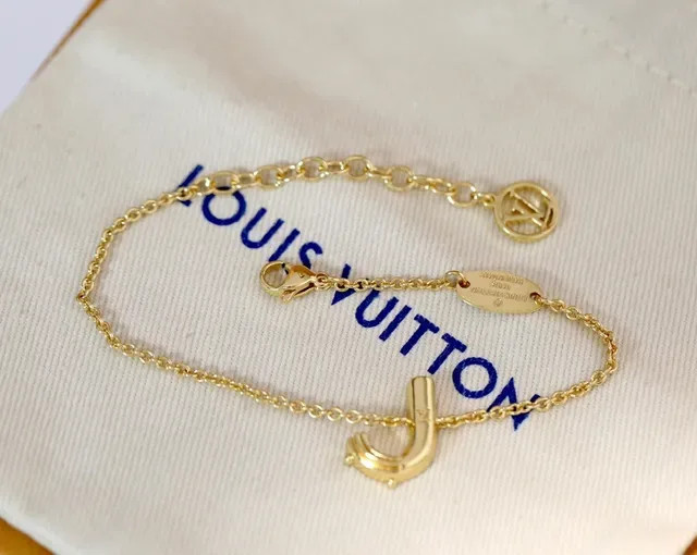 Louis Vuitton Alphabet A Gold-Tone Chain Bracelet 15