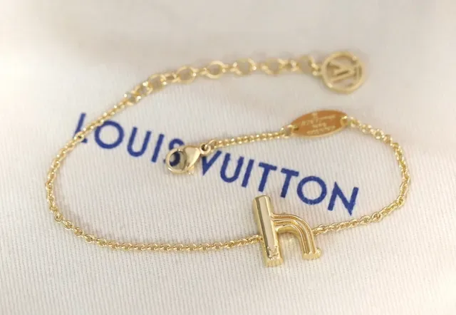Louis Vuitton Alphabet A Gold-Tone Chain Bracelet 17