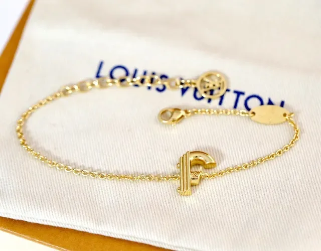 Louis Vuitton Alphabet A Gold-Tone Chain Bracelet 19