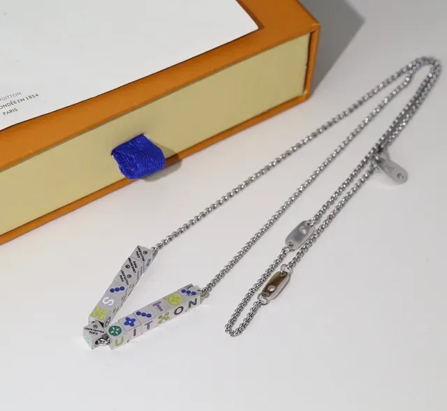 Louis Vuitton Alphabet Multicolor Enamel Cube Necklace 1