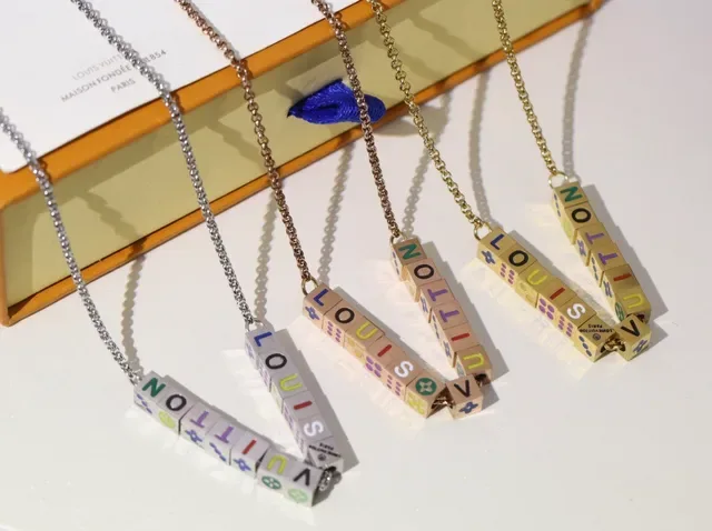 Louis Vuitton Alphabet Multicolor Enamel Cube Necklace 2