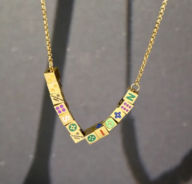 Louis Vuitton Alphabet Multicolor Enamel Cube Necklace 7