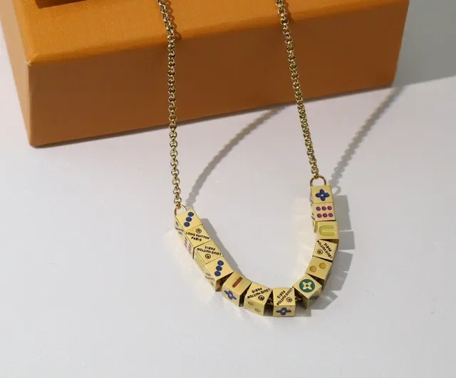Louis Vuitton Alphabet Multicolor Enamel Cube Necklace 9