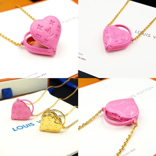 Louis Vuitton Ami de Coeur Pink Monogram Heart Necklace 4