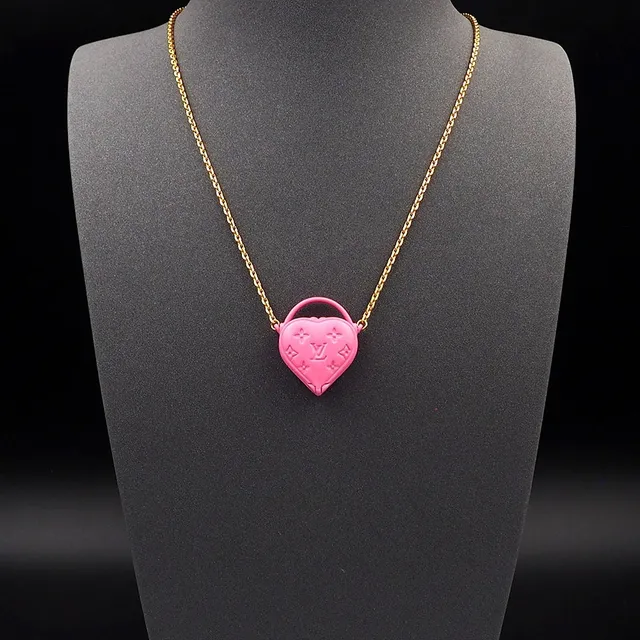 Louis Vuitton Ami de Coeur Pink Monogram Heart Necklace 6