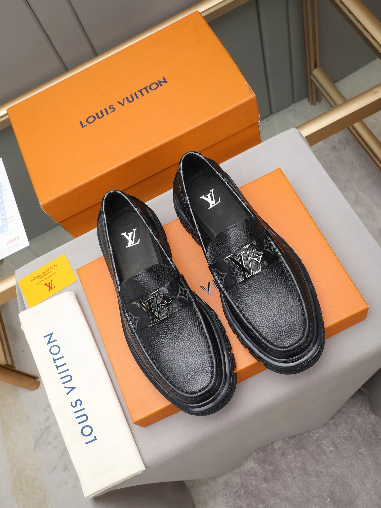 Louis Vuitton Archlight Loafer Black Pebbled Leather Ornate Sole Loafer 2