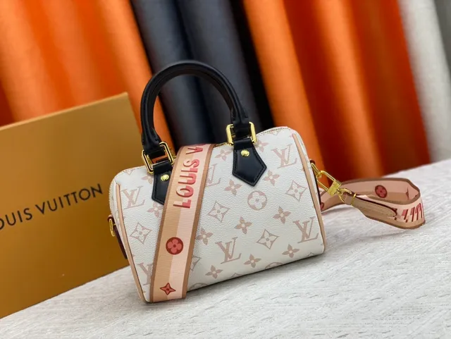 Louis Vuitton Sac Boston Beige Noir Monogramme Toile Borde Cuir 6