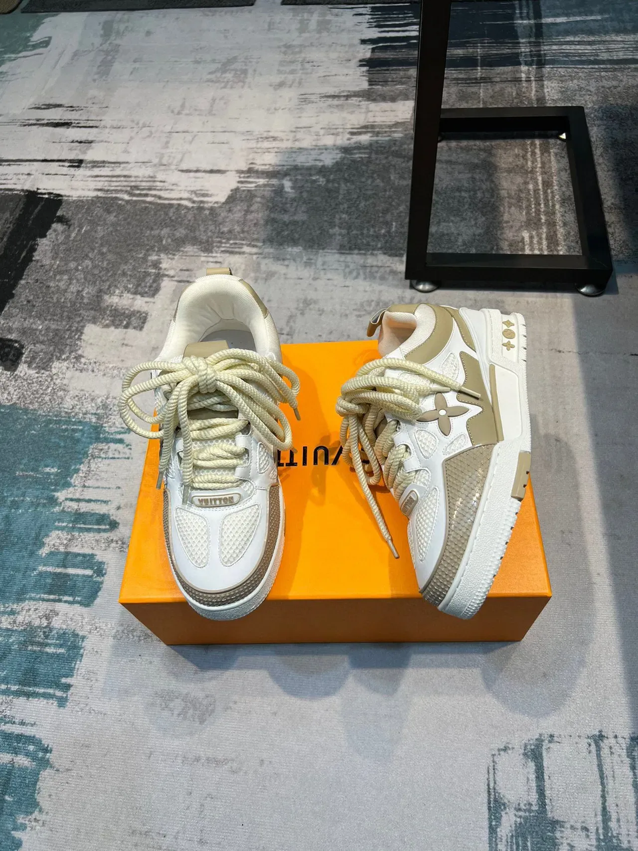 Louis Vuitton Beige White Layered Mesh And Synthetic Upper Sculpted Multi-Tone Midsole Lifestyle Sneakers 4
