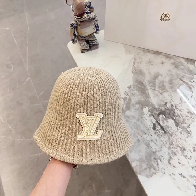 Louis Vuitton chapeau de seau noir et beige texture tissée broderie patch monogramme 3