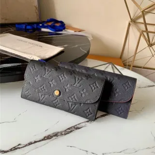 Louis Vuitton Black Blue Embossed Monogram Leather Flap Closure Long Wallet
