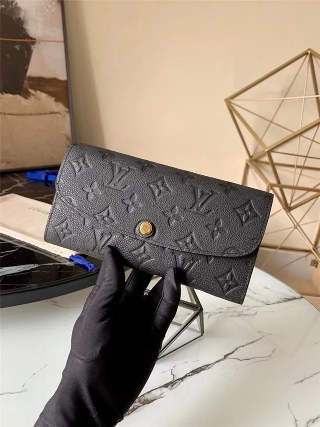 Louis Vuitton Noir Bleu Monogram Embossed Cuir Fermeture De Rabat Portefeuille Long 7