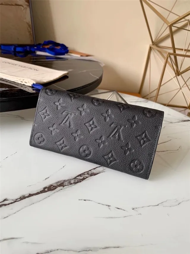 Louis Vuitton Noir Bleu Monogram Embossed Cuir Fermeture De Rabat Portefeuille Long 8
