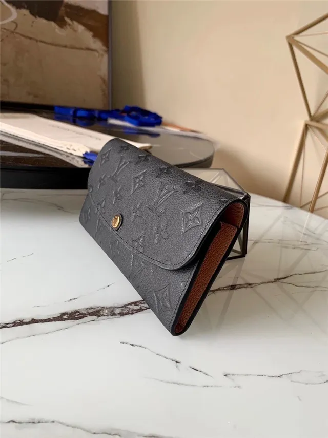 Louis Vuitton Noir Bleu Monogram Embossed Cuir Fermeture De Rabat Portefeuille Long 9