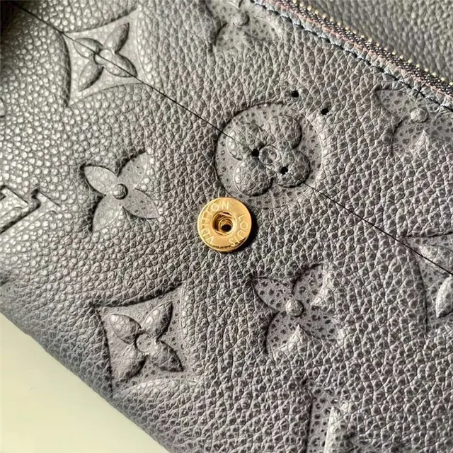Louis Vuitton Noir Bleu Monogram Embossed Cuir Fermeture De Rabat Portefeuille Long 11