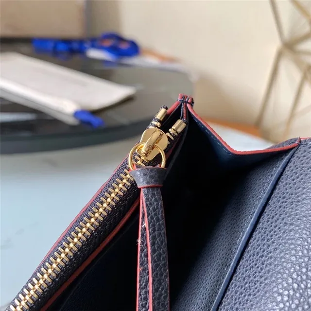Louis Vuitton Noir Bleu Monogram Embossed Cuir Fermeture De Rabat Portefeuille Long 12