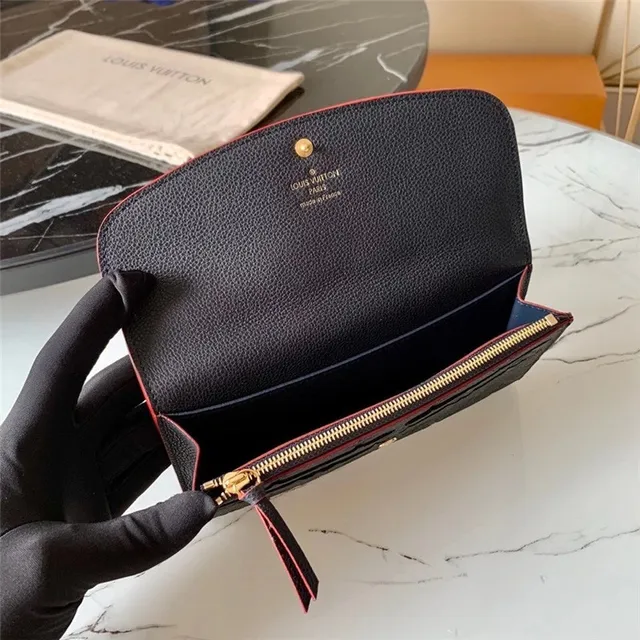 Louis Vuitton Noir Bleu Monogram Embossed Cuir Fermeture De Rabat Portefeuille Long 14