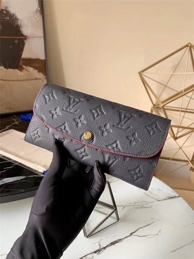 Louis Vuitton Noir Bleu Monogram Embossed Cuir Fermeture De Rabat Portefeuille Long 16