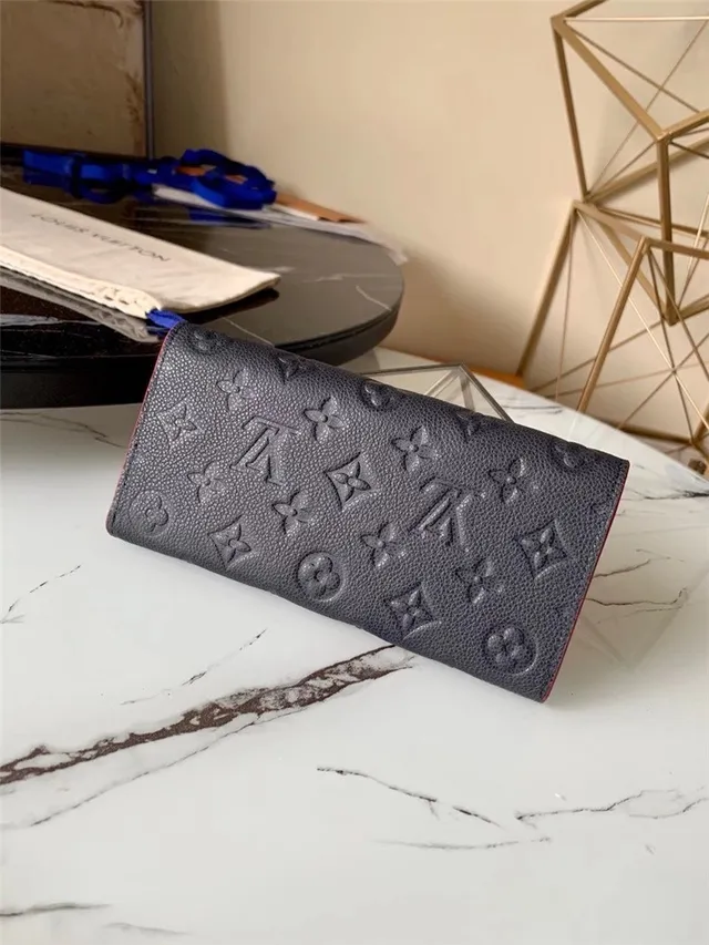 Louis Vuitton Noir Bleu Monogram Embossed Cuir Fermeture De Rabat Portefeuille Long 17