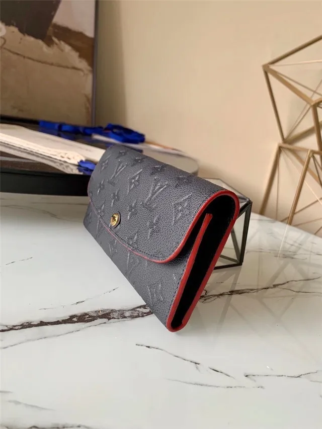 Louis Vuitton Noir Bleu Monogram Embossed Cuir Fermeture De Rabat Portefeuille Long 18