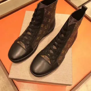 Louis Vuitton Black Brown Monogram Canvas Leather Toe Cap Ankle Boots