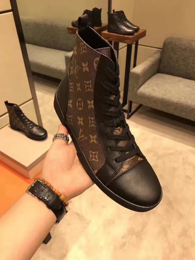 Louis Vuitton Black Brown Monogram Canvas Leather Toe Cap Ankle Boots 2