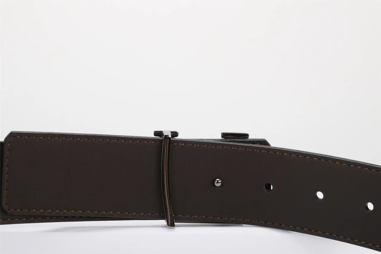 Louis Vuitton Black Brown Smooth Polished Metallic LV Monogram Buckle Leather Belt 7