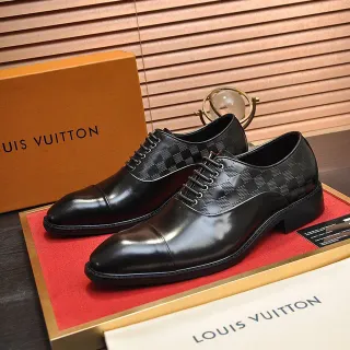 Louis Vuitton Black Cap-Toe Damier Graphite Patterned Quarters Oxford Shoes