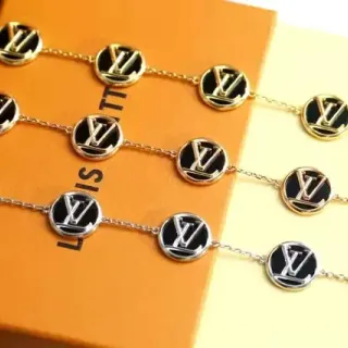 Louis Vuitton Black Gold Chain-Link Monogrammed Medallion Bracelet