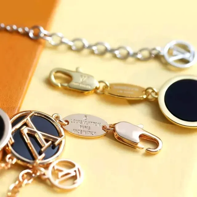 Louis Vuitton Black Gold Chain-Link Monogrammed Medallion Bracelet 3