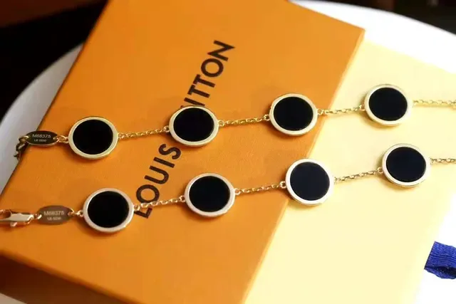 Louis Vuitton Black Gold Chain-Link Monogrammed Medallion Bracelet 5