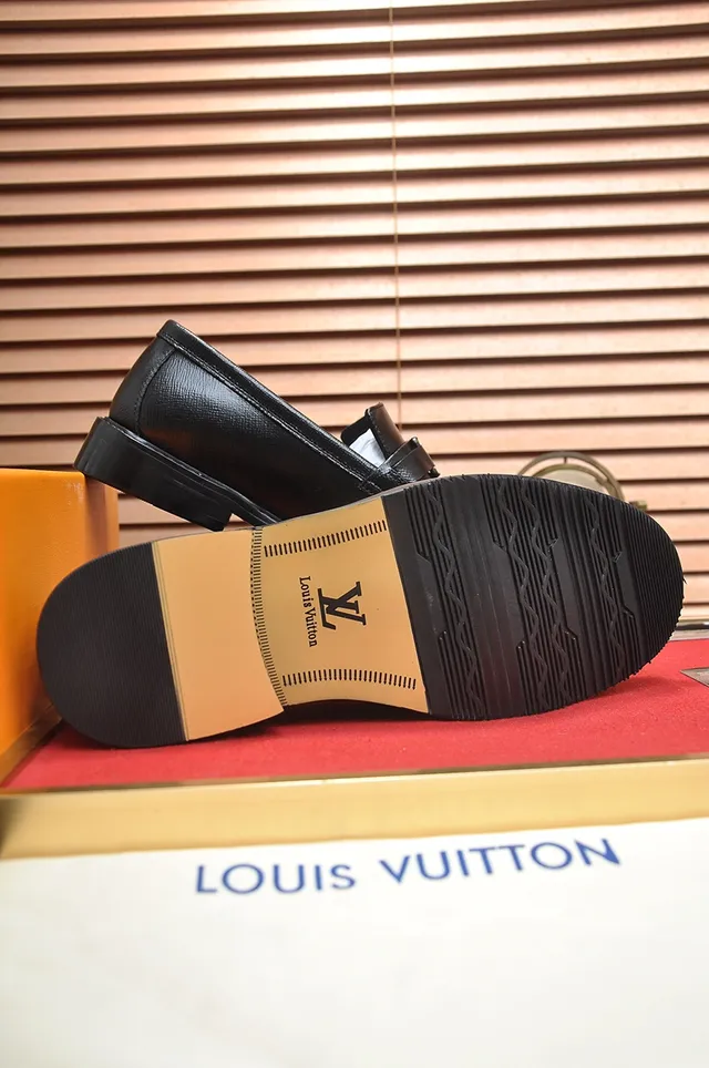 Louis Vuitton Black Leather Buckle Strap Loafers 4