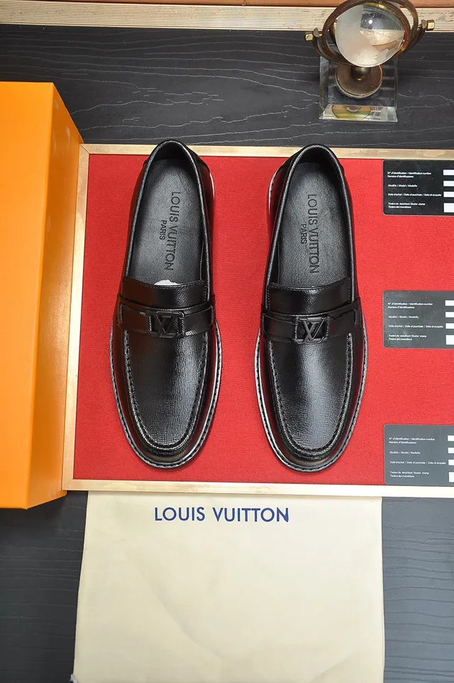 Louis Vuitton Black Leather Buckle Strap Loafers 6