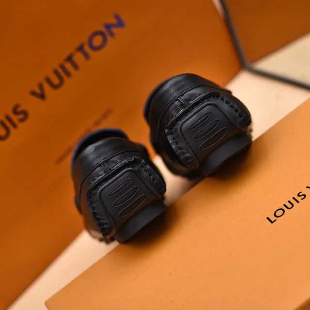 Louis Vuitton Black Leather LV Monogram Buckle Loafers 2