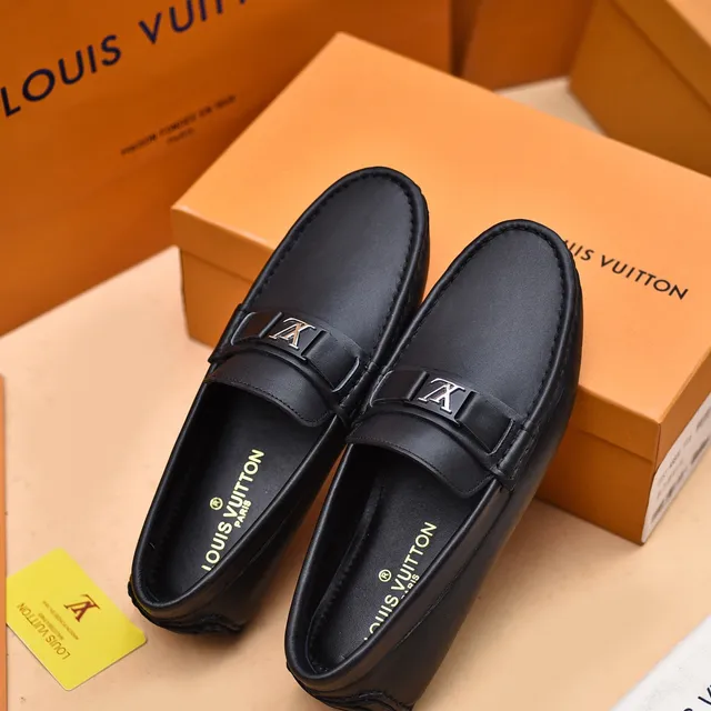 Louis Vuitton Black Leather LV Monogram Buckle Loafers 3