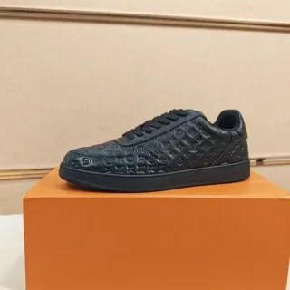 Louis Vuitton Black Monogram-Embossed Leather Low-Top Lifestyle Sneakers