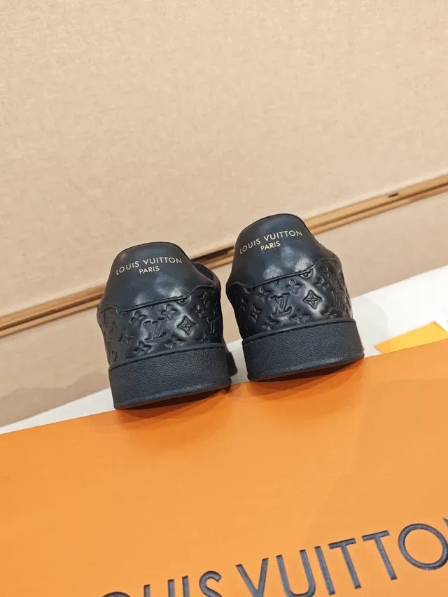 Louis Vuitton Black Monogram-Embossed Leather Low-Top Lifestyle Sneakers 3