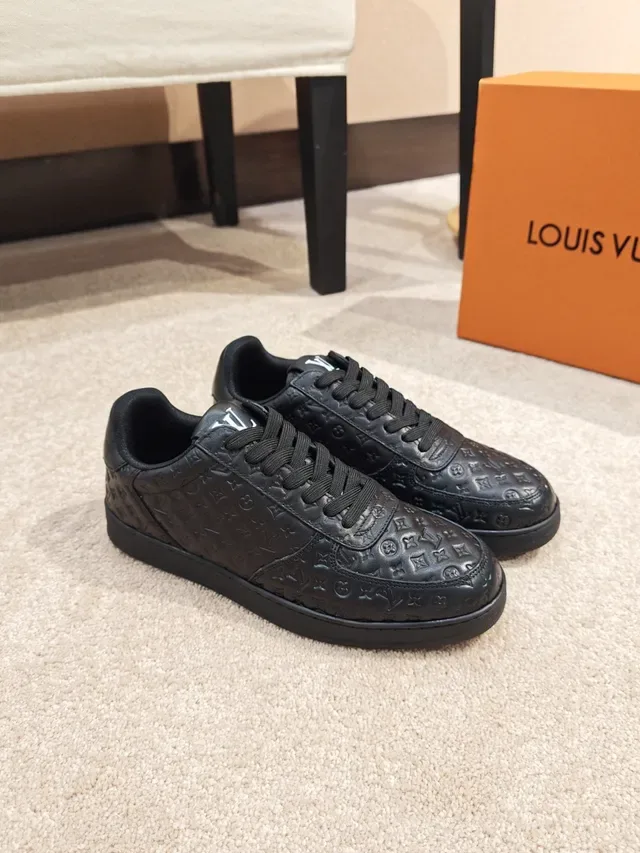 Louis Vuitton Black Monogram-Embossed Leather Low-Top Lifestyle Sneakers 4