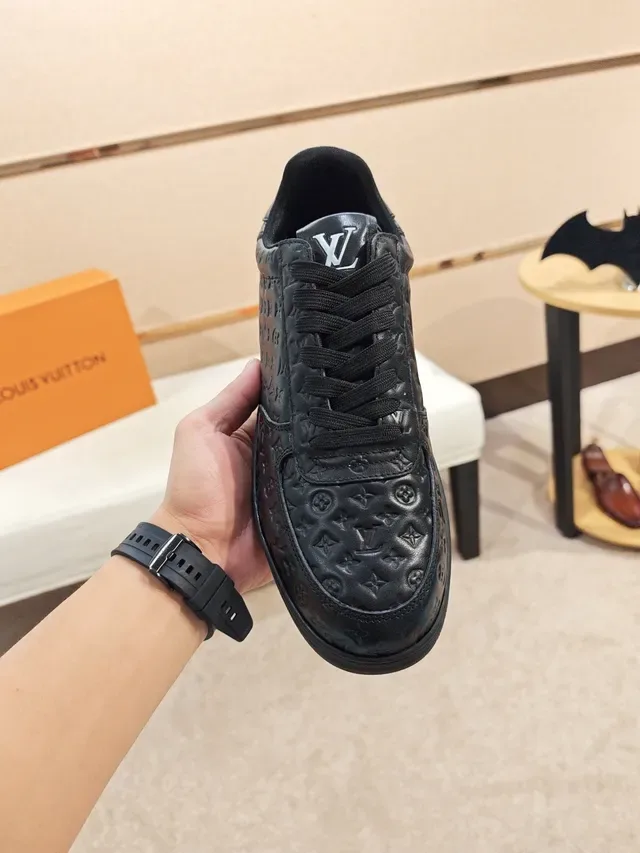 Louis Vuitton Black Monogram-Embossed Leather Low-Top Lifestyle Sneakers 5