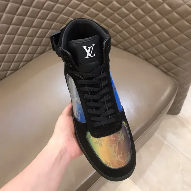 Louis Vuitton কালো মাল্টিকালার হাই-টপ ভেলভেট/সুয়েড আপার লাইফস্টাইল স্নিকার 4