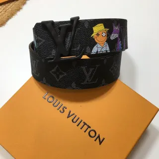 Louis Vuitton Black Multicolor Monogram-Coated Cartoon Graphic Print Leather Belt