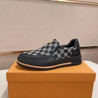Louis Vuitton ब्लैक मल्टिकलर स्लिप-ऑन डैमियर चेक कैनवास लोअफर