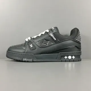 Louis Vuitton Black White Layered Leather And Mesh Upper Integrated Strap System Lifestyle Sneakers