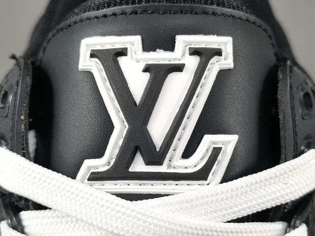 Louis Vuitton Black White Layered Leather And Mesh Upper Integrated Strap System Lifestyle Sneakers 5