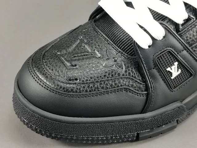 Louis Vuitton Black White Layered Leather And Mesh Upper Integrated Strap System Lifestyle Sneakers 9