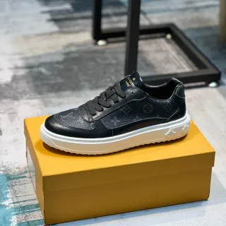Louis Vuitton Black White Monogrammed Leather Platform Sole Lifestyle Sneakers