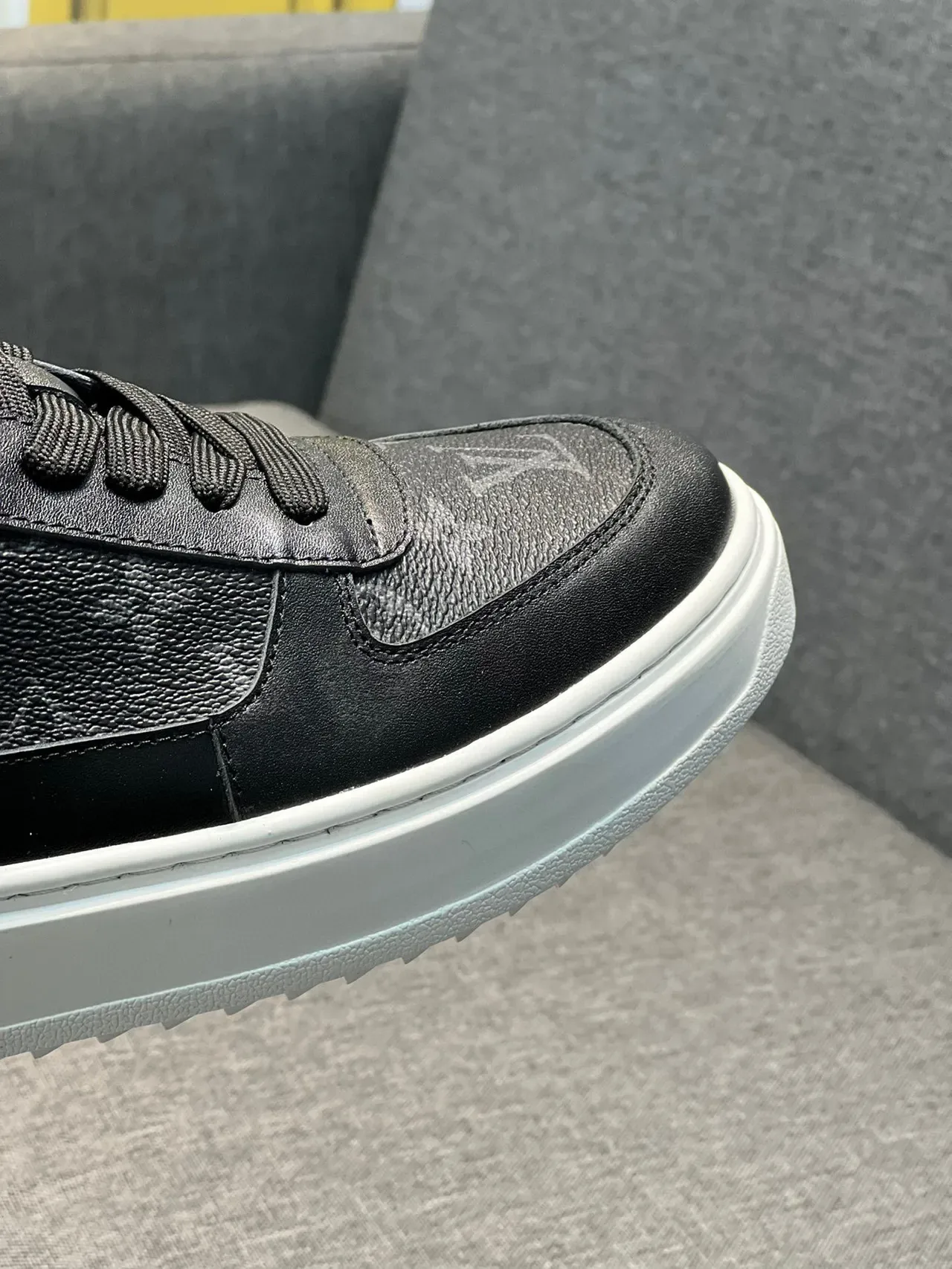 Louis Vuitton Black White Monogrammed Leather Platform Sole Lifestyle Sneakers 3