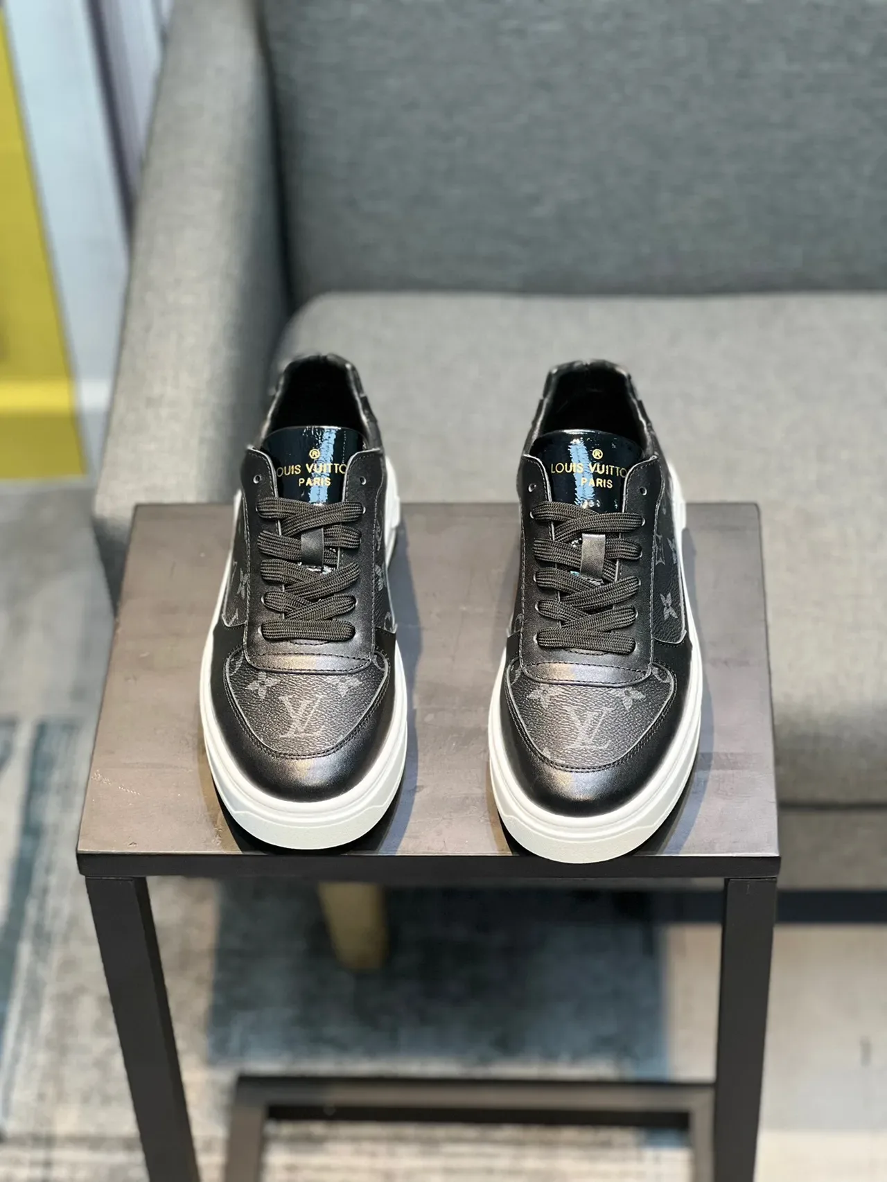 Louis Vuitton Black White Monogrammed Leather Platform Sole Lifestyle Sneakers 6