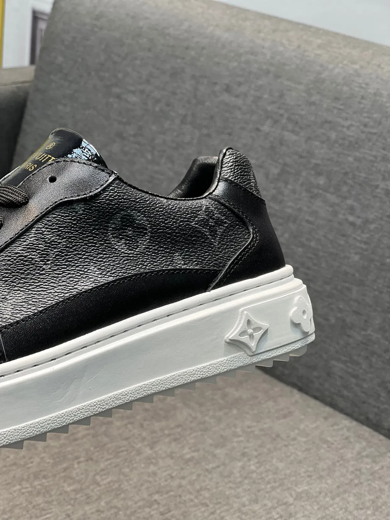 Louis Vuitton Black White Monogrammed Leather Platform Sole Lifestyle Sneakers 8