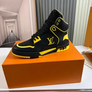Louis Vuitton Black Yellow High-Top Monogrammed Lifestyle Sneakers