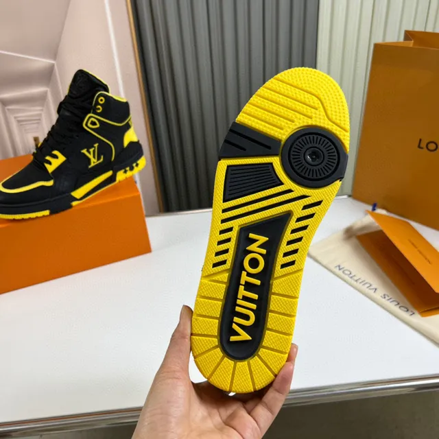 Louis Vuitton Black Yellow High-Top Monogrammed Lifestyle Sneakers 2